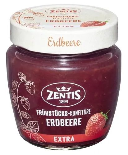 Zentis Frühstücks-Konfitüre Erdbeere 230 g – fruchtige Erdbeerkonfitüre für genussvolle Frühstücksmomente