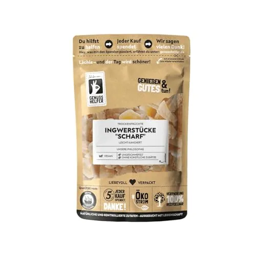 Bremer Gewürzhandel Ingwerstücke scharf, mit Fructose, süß-scharf im Geschmack, leckerer Snack, 3 x 200g