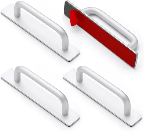 feinlux Türgriff CT1097 in Weiß - Aluminium-Türgriff, selbstklebend und einfach zu installieren. Ideal für den Austausch alter oder beschädigter Griffe, bequem zu greifen dank abgerundeter Ecken. Perfekt für Möbel und Türen.