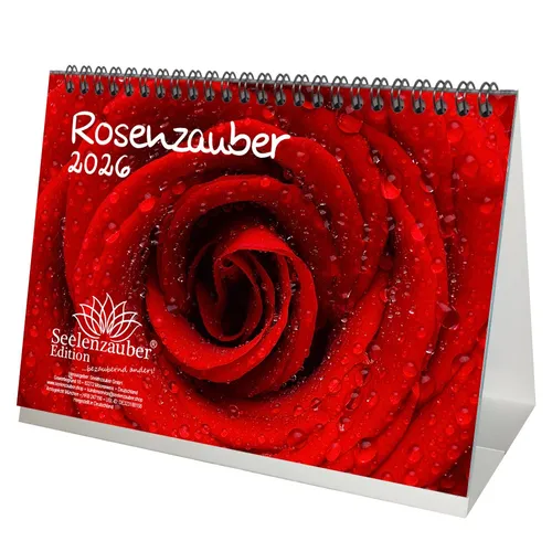 Rosenzauber DIN A5 Tischkalender für 2026 Rosen und Blüten - Seelenzauber
