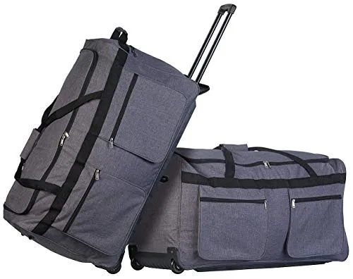 Xcase Reisetrolley XXL: 2er-Set faltbare XXL-Reisetaschen mit Trolley-Funktion &Teleskop-Griff (Koffer, Koffer groß, Tragegriff)