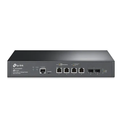TP-Link TL-SX3206HPP - Managed Netzwerk-Switch, 6 Ports mit PoE+ für flexible Netzwerklösungen