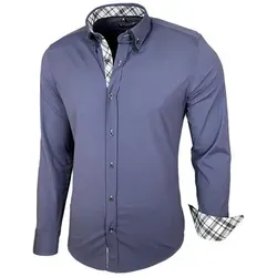 Baxboy Langarmhemd Baxboy Herren Hemd Kentkragen Hemden Slim Fit Anzug Kontrasten B 507 L