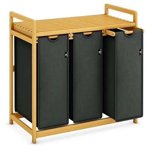 AdelDream Wäschekorb mit Bambusrahmen 150L von AdelDream