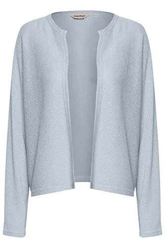 OXMO OXKike Damen Strickjacke - Feinstrick Cardigan in Kentucky Blue - Strickjacke für Damen aus nachhaltiger Viskose (Lenzing EcoVero), eleganter Rundhalsausschnitt und lockerer Schnitt für vielseitige Kombinationsmöglichkeiten.