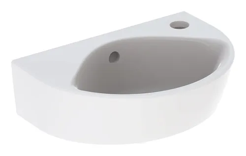 Keramag Geberit Renova Handwaschbecken mit Hahnloch rechts - Praktisches Handwaschbecken mit verkürzter Ausladung (360 mm x 250 mm) für kleine Bäder, inklusive Überlauf und in elegantem Weiß.