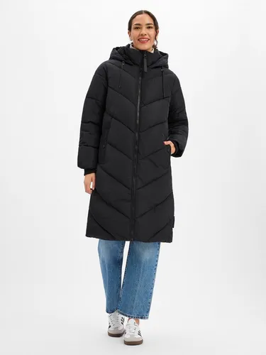 s.Oliver RED LABEL Steppmantel mit Kapuze in Black, Größe 38 - Moderner Damen Steppmantel von s.Oliver RED LABEL in geradem Schnitt. Die Kapuze mit Teddyfell und praktische Taschen bieten zusätzlichen Komfort für kühle Tage.