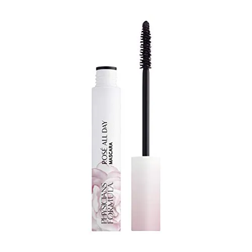 Physicians Formula, Rosè All Day Mascara, langer Halt und Volumen mit einer hochpigmentierten Formel, mit Rosenwasser, Kirschpflaume, Gojibeeren, Lifting-Effekt, Vegan, Schwarz
