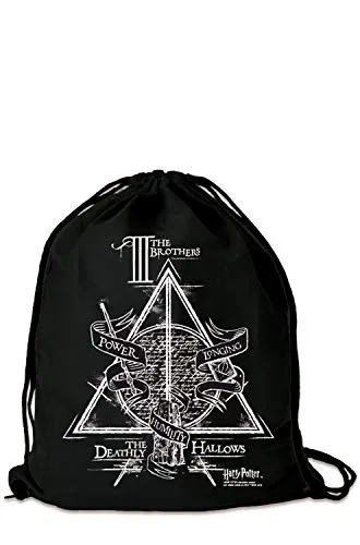 Logoshirt® Harry Potter I The 3 Brothers I Logo I Stoffbeutel I bedruckt I schwarz I AZO-free I stabiler Kordelzug I Lizenziertes Design