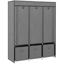 HOMCOM Faltbarer Stoffschrank Dunkelgrau 125 x 43 x 162,5 cm - Platzsparender Stoffschrank mit 2 Hängestangen, 5 Einlegeböden und 3 Schubladen – ideal für Ordnung in Schlafzimmer, Wohnzimmer oder Waschküche und schützt Ihre Kleidung vor Staub.