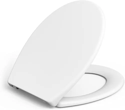 IDEALHOUSE Toilettendeckel mit Absenkautomatik, WC Sitz einfache Montage, Klodeckel Mit Quick-Release Funktion, LöSt Sich Nie Klobrille aus antibakteriellem - Oval Weiß