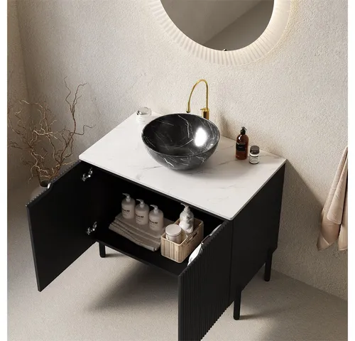 Modfu Waschtischkombi, Schwarz, 76x89x48 cm