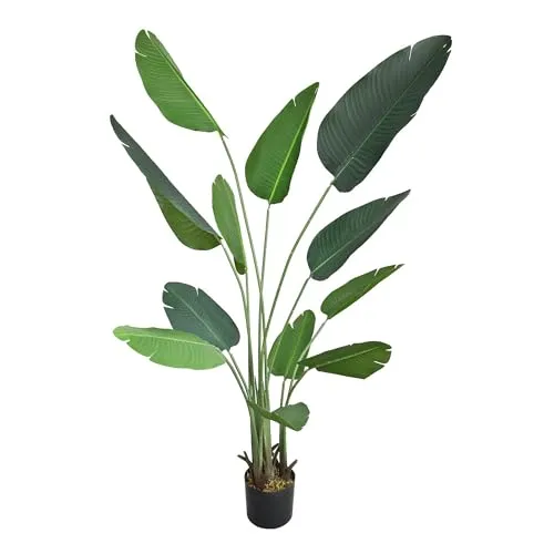 Kunstbaum Strelitzie Paradiesvogelblume 170 cm - Decovego - Hochwertige Kunstpflanze für pflegeleichte Zimmerdekoration. Ideal für Büro und Wohnbereich, sieht jederzeit frisch aus und passt in jede Umgebung.