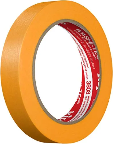 Kip 3808 WASHI-TEC® Goldkrepp® - Professionelles Malerband in premium Qualität 18 mm x 50 m | dünnes Washi Tape zum Abdecken, Malen & Lackieren, Malerklebeband für Malerarbeiten & Renovierungen