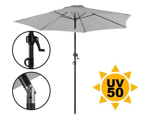 ONDIS24 Sonnenschirm 2,3m mit Kurbel und Knick-Gelenk - Sonnenschirm für optimalen UV-Schutz 50, mit abknickbarem Design und einfacher Kurbelmechanik, ideal für Strand und Garten.