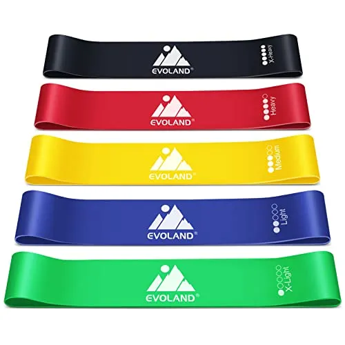 Fitnessbänder 5er, Gymnastikband Krafttraining Resistance Bands Set Natürliches Gummi Widerstandsbänder mit 5 Stufen, Training bänder für Arme und Beine Übung für Yoga, Pilates