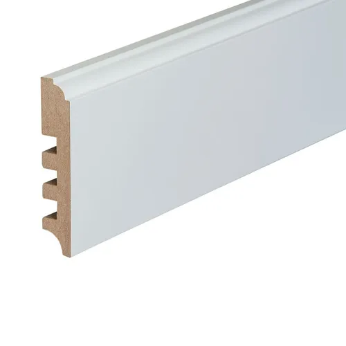 Sockelleiste Weiß 19 x 100 MDF Lackiert RAL 9010 - Moderne Fußleiste aus hochwertigem MDF, lackiert in RAL 9010. Ideal für ein stilvolles Wohnambiente und zur praktischen Kabelverlegung. Länge: 2,50 m, Höhe: 10 cm, perfekt für jedes Zuhause.