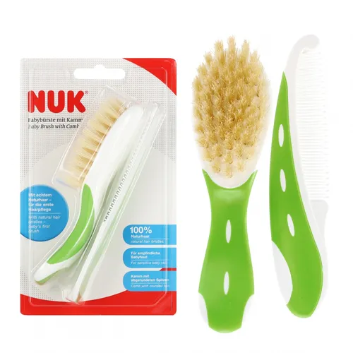 NUK Szczotka z grzebieniem dla niemowląt zielona 10256236 NUK 4008600211112