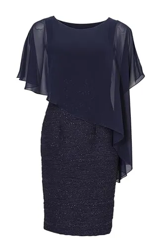 SWING Minikleid Cocktailkleid mit Überwurf - Tailliert in Navy - Elegantes Taillenkleid in Größe 44, ideal für besondere Anlässe und mit modischem Überwurf für einen stilvollen Look.