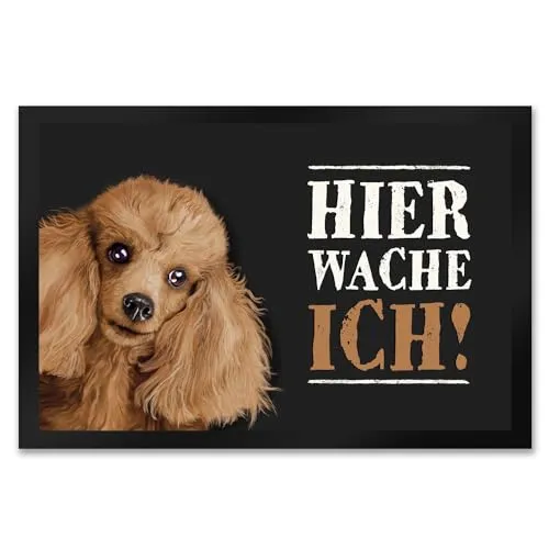 trendaffe - Hier wache ich! PUDEL Fußmatte XXL mit Pudel Motiv