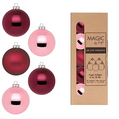 MAGIC by Inge Weihnachtsbaumkugel, Weihnachtskugeln Glas 6cm 20 Stück - Berry Kiss