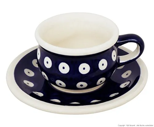 Original Bunzlauer Keramik Espressotasse mit Untertasse 0.04 Liter im Dekor 42