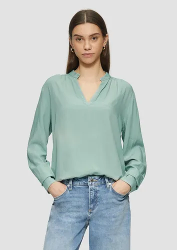 Produktbild QS Langarmbluse Viskosebluse mit Smok-Detail in Salbeigrün XS (34)