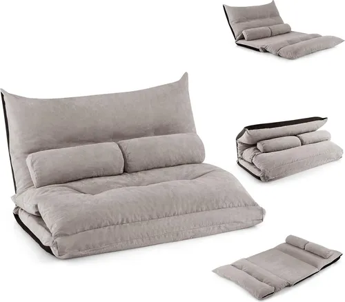 GOPLUS Bodensofa mit Schlaffunktion – 3-in-1 Schlafsofa für Wohnzimmer & Schlafzimmer (Grau)