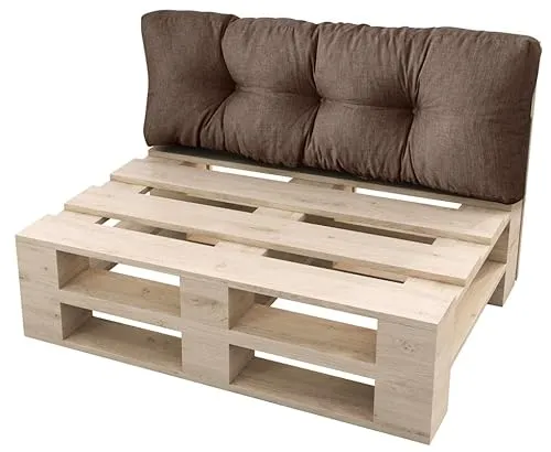 sunnypillow Palettenkissen für Gartenmöbel - Rückenkissen 120 x 40 cm - Rückenpolster für Bett und Sofa - Palettenpolster für Palettenmöbel - Gesteppte Gartenkissen - Rückenlehne, Kissen Braun