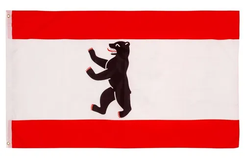 PHENO FLAGS Flagge Berlin - 90 x 150 cm Hissflagge mit Wappen Bär, ideal für Fahnenmast und waschbar bei 30 Grad
