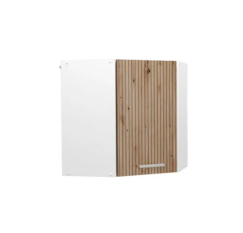 Vicco Eckhängeschrank R-Line, Artisan-Eiche/Weiß, 57 cm - Hängeschrank für optimale Platzausnutzung in der Küche, passt perfekt in jede Ecke und bietet zusätzlichen Stauraum für Küchenutensilien.