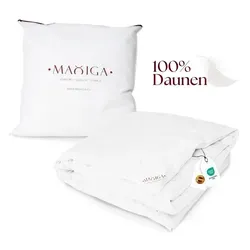 maxiga Sommer Daunendecke 155x220 Premium LUX - Bettdecken aus 100% Gänsedaune für luftigen Komfort und optimale Hygiene. Ideal für warme Nächte, hypoallergen und nachhaltig mit RDS-Zertifikat.