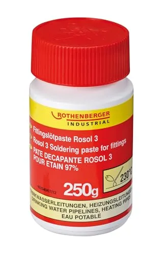 ROTHENBERGER Industrial Rosol 3 Fittinglötpaste | 250 g | Keine Lötstellenkorrosion | Keine Lufteinschlüsse in der Lötstelle | 045225E