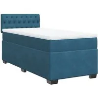 Boxspringbett mit Matratze Blau 90x200 cm Samt - Betten: Boxspringbett mit Taschenfederkernmatratze für optimalen Halt und individuelle Druckentlastung. Inklusive LED-Beleuchtung für ein stimmungsvolles Ambiente und abnehmbarer Matratzenauflage für einfache Pflege.