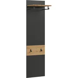 xonox.home Paneel Canu - Moderne Wandgarderobe in Basalt grau - Wandgarderobe mit 1 Kleiderstange, 2 Kleiderhaken und Hutablage für optimalen Stauraum. Ideal für kleine Flure, bietet modernes Design und pflegeleichte Oberflächen.