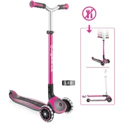 GLOBBER MASTER LIGHTS – Tretroller für Kinder mit LED-Leuchtrollen - 3-rädriger Roller mit höhenverstellbarer Lenkstange, batterielosen LED-Leuchtrollen und extra breitem Deck für sicheren Fahrspaß – ideal für Kinder bis 50 kg.