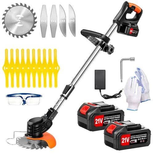 Xbzzgmg Akku Rasentrimmer mit 2x4,0Ah