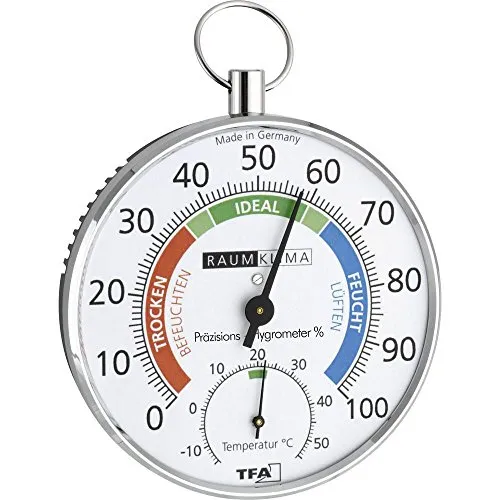 TFA Dostmann Thermo-Hygrometer, 45.2027, zur Messung von Temperatur und Luftfeuchtigkeit, Schimmel vermeiden, analog, mehrfarbig