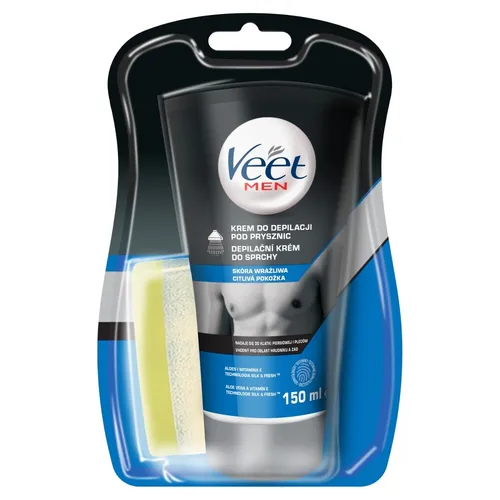 Veet MEN Enthaarungscreme für unter die Dusche 150 ml - Veet MEN, 150 ml, spezielle Enthaarungscreme für Männer. Entfernt effektiv unerwünschte Körperhaare unter der Dusche, für langanhaltend glatte Haut ohne Schmerzen. Einfach anwenden und genießen!