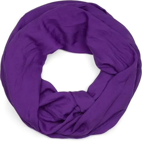 styleBREAKER leichter unifarbener Loop Schlauchschal | Sommerschal aus fließendem Material | Seidiges Halstuch für Damen & Herren | Weich, Luftig & Modisch | 77 x 46 cm, Farbe:Pflaume