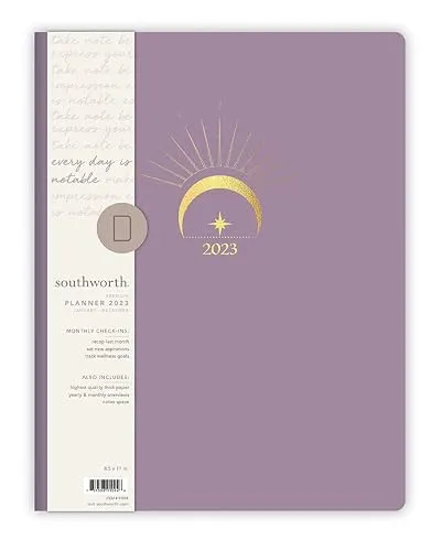 Southworth Planer (Januar 2023-Dezember 2023), 21,6 x 27,9 cm, himmlisches Bohemian-Dusty Purple, Premium 28#/105 g/m²-Papier, großes Flex (91094)