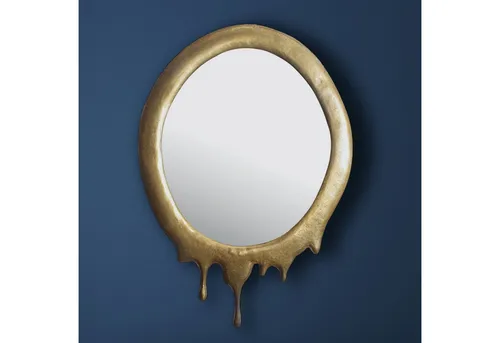 KADIMA DESIGN Wandspiegel 50x71 cm Oval in Gold - Eleganter Wandspiegel mit einzigartigem, geschmolzenem Metall-Look. Ideal für Flur oder Wohnzimmer. Jedes Stück ist handgefertigt und somit ein Unikat. Maße: 50x71 cm, Spiegelfläche 37x46 cm.