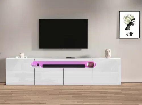 Home affaire Lowboard REAL TV-Möbel, 240 cm breit, 40/60 cm hoch, Hochglanz oder matt, Mit 4 Türen, davon 2 abgerundet, die ein ovales offenes Fach bilden