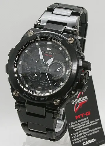 CASIO G-SHOCK MTG-1000BD-1AER Funkuhr - Hochwertige Herrenuhr mit extrem widerstandsfähigem Gehäuse aus Edelstahl und Harz. Diese Solar-Funkuhr kombiniert Stärke und Eleganz und bietet eine Wasserbeständigkeit von bis zu 200 Metern.