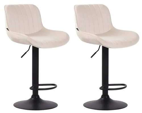 furnicato Barhocker 2er Set Lentini Samt in Creme mit 360° Drehung