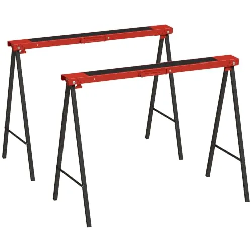 DURHAND Arbeitsbock 2er Set klappbar bis 250 kg – Stabiler Metall Sägebock in Rot