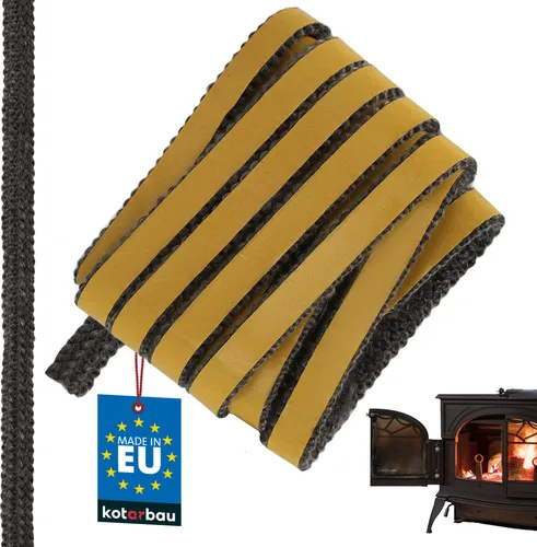 KOTARBAU® Kamin Dichtband Selbstklebend 15 x 4 mm Glasfaser Dichtungsband für Kaminofen 2,5 m Kamindichtung Ofendichtband Hitzebeständig Schwarz