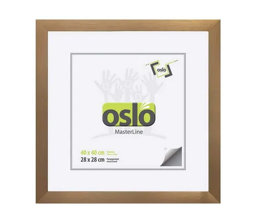 Oslo MasterLine Bilderrahmen 40x40 cm - Quadratischer Aluminiumrahmen in edlem Gold, ideal für Passepartouts, mit einfacher Handhabung durch Drehspannfedersystem für schnellen Bildwechsel.