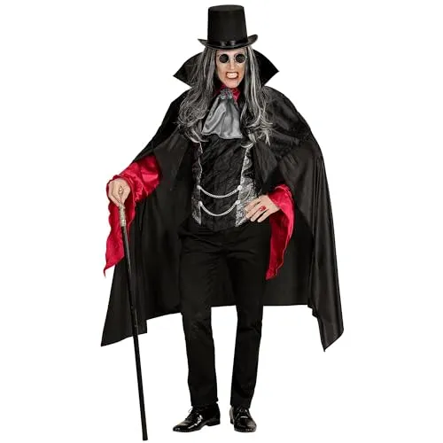W WIDMANN MILANO Party Fashion - Vampir Kostüm für Erwachsene - Kostüm-Outfits für Erwachsene, inklusive Hemd, Weste, Jabot und imposantem Umhang für einen furchterregenden Auftritt an Halloween.