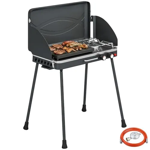 Tragbarer 2-Brenner Gasgrill 7 kW – Klappbar und Praktisch